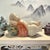 Vintage Chinese hand-carved wooden figure depicting a reclining lucky baby or Karako-style child resting upon a melon...