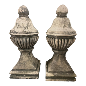 Pair of Large Vintage Weathered Garden Finials