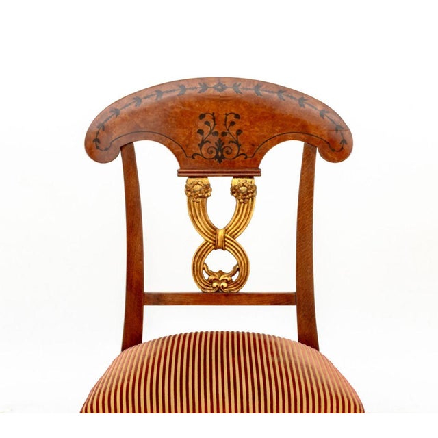 Russian Style Birch & Parcel Gilt Dining Chairs, 4 For Sale - Image 4 of 7