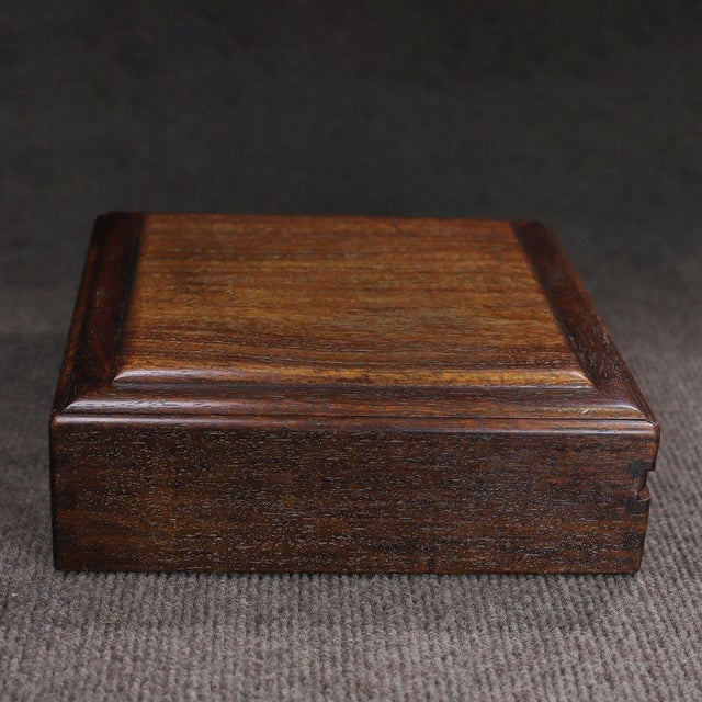 Brown Chinese Huali Rosewood Square Puzzle Box With Sliding Mechanism For Sale - Image 8 of 10