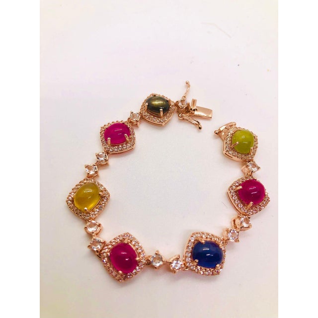 Baroque Bochic “Capri” Vintage Fancy Sapphire & Ruby Bracelet Set In 18K & Silver For Sale - Image 3 of 14