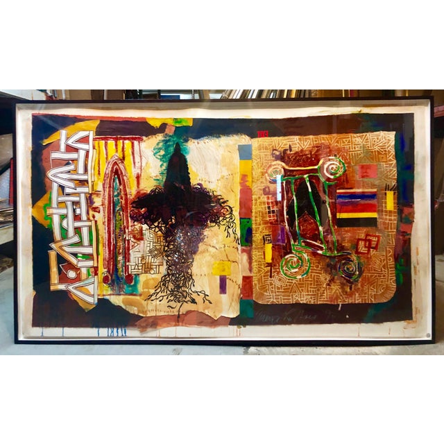 Terence La Noue, Huge Abstract Modernist "August Series" Mixed Media Monotype Colorful Painting, 1990 For Sale In Miami - Image 6 of 12