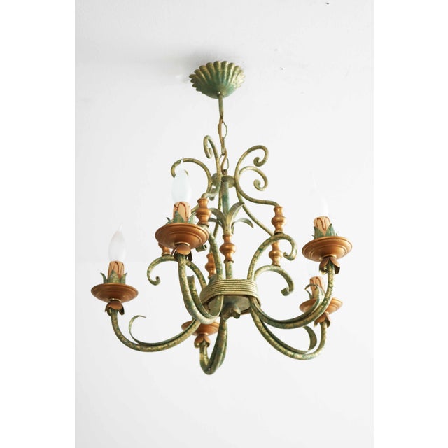Hollywood Regency Florentine Hollywood Regency Chandelier, Italy, 1970s For Sale - Image 3 of 6