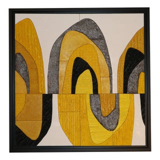 Vintage Painting in Lime, Clay, Plaster and Waxed Concrete by Véronique Lamothe For Sale