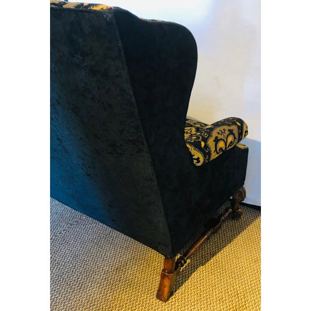 Italian Rococo Revival Style Settee or Sofa, Black and Beige Upholstery, a Pair For Sale - Image 12 of 12