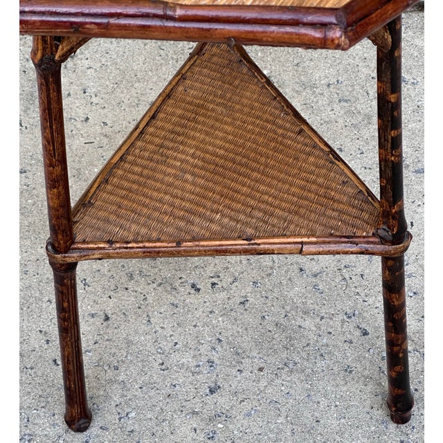 19th Century English Aesthetic Movement Bamboo Side Table, Faux Tortoiseshell Finish For Sale In Savannah - Image 6 of 12