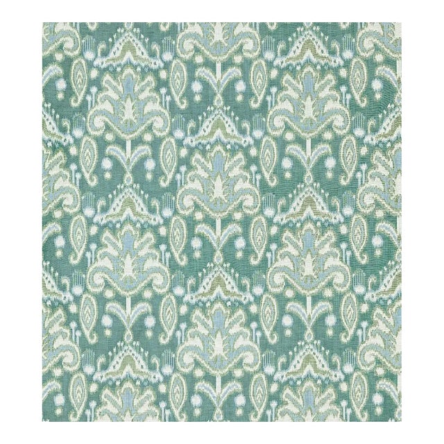 Sample - The House of Scalamandré Kandira Ikat Fabric, Turquoise For Sale
