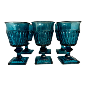 Riviera Blue Indiana Glasses, S/6