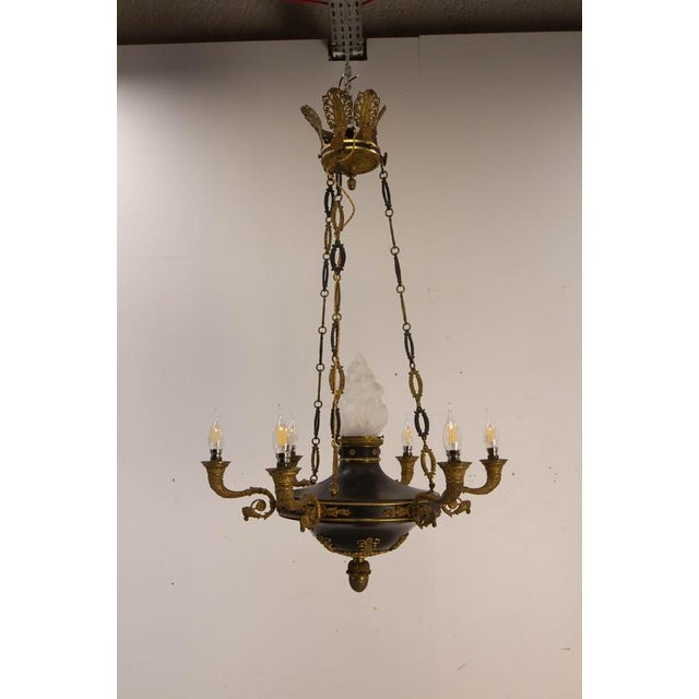 French Empire Style Lustre Bronze and Glass Chandelier, 1890 For Sale - Image 5 of 17