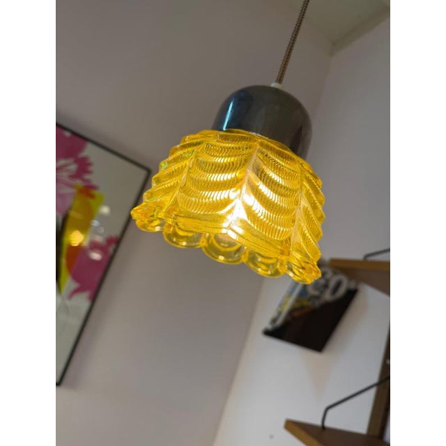 Pendant Lamp Type 1545-02 in Flower Shape and Yellow by Veb Narva For Sale - Image 6 of 11