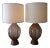 Mid-Century Dusty Rose Glass & Brass Table Lamps - a Pair For Sale