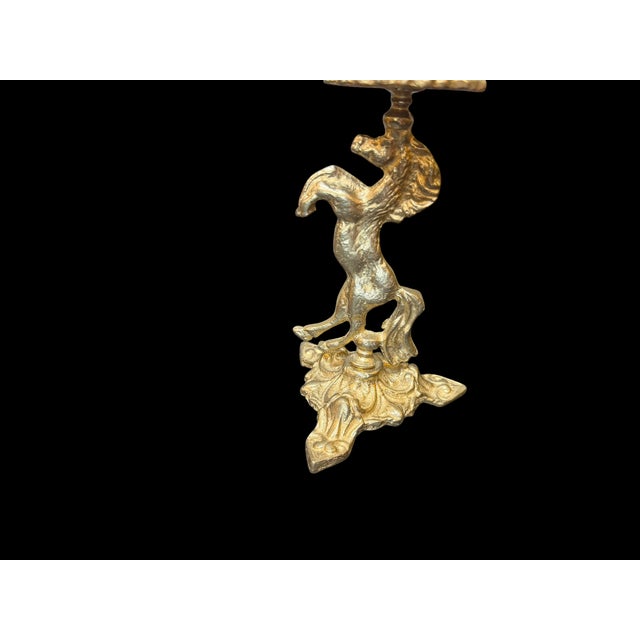 Vintage Brass Horse Candlestick For Sale - Image 10 of 10