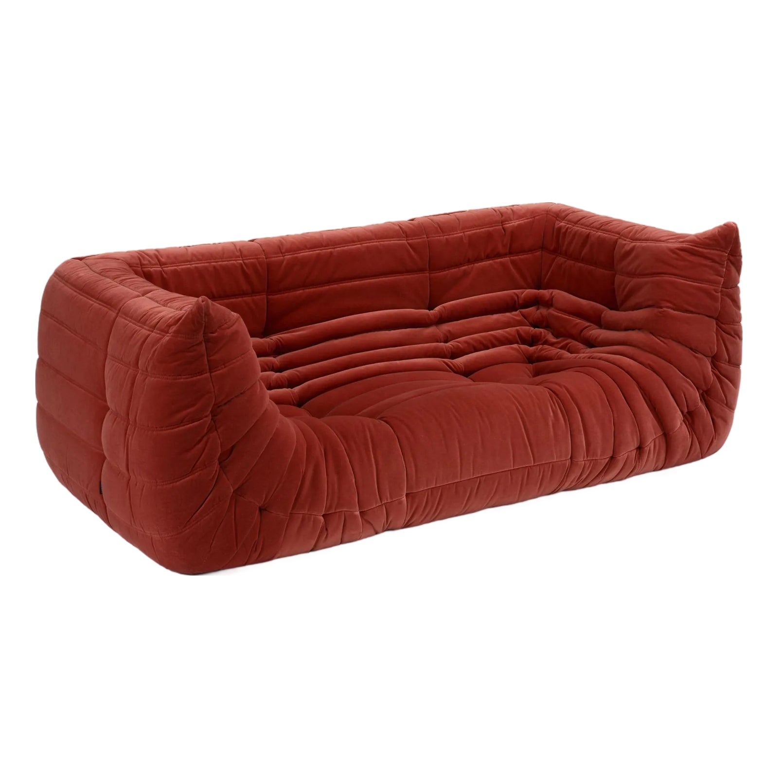 Vintage Ligne Roset Togo Medium Sofa in Dark Pink Velvet | Chairish