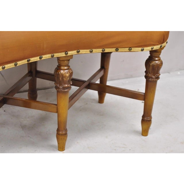 Early 20th Century Antique Joerns Bros French Provincial Kidney Bean 6 Leg Vanity Bench Stool For Sale - Image 5 of 10