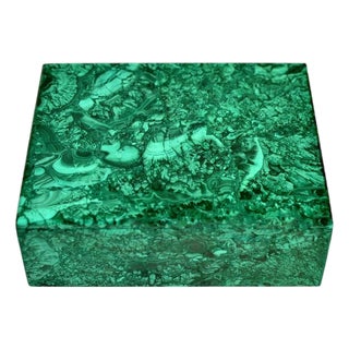 Rare Huge Natural Malachite Box 8" For Sale