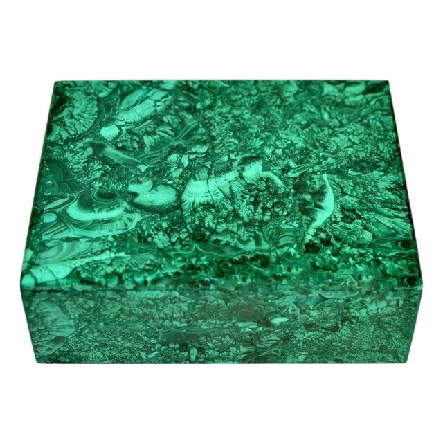 Rare Huge Natural Malachite Box 8" For Sale