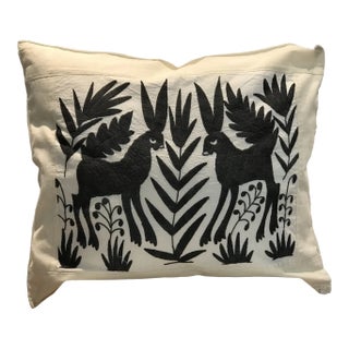Mexican Tenango Hand Embroidered Pillow Cover For Sale
