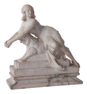 C. Cipriani, Female Figure on Mythical Beast, Alabaster