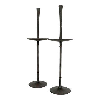 Pr Quistgaard Design Dansk Made in Denmark Brutalist Style Taper Candlesticks C 1970's For Sale