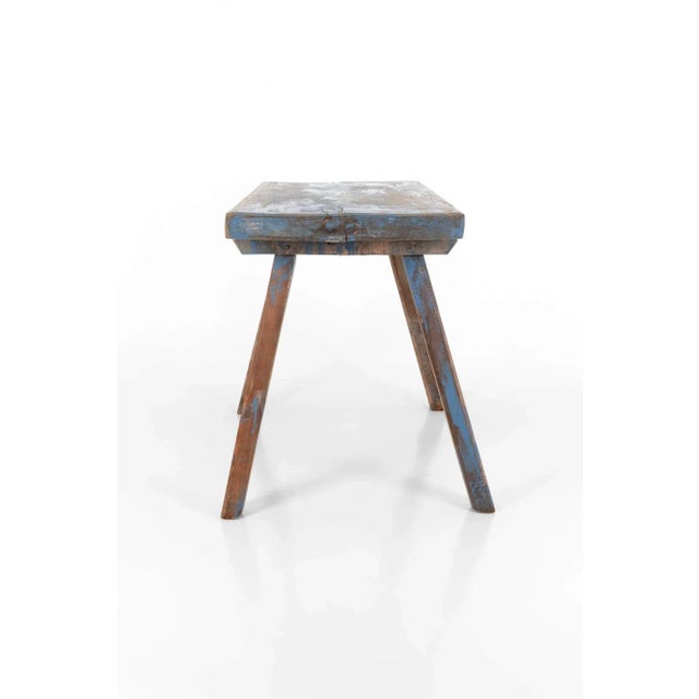 Rustic Rustic Blue Workshop Table, 1890s For Sale - Image 3 of 11