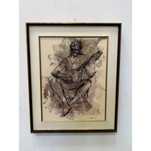 Vintage Mid-Century Ted Jaslow Gouache and Ink - 1968 For Sale In Miami - Image 6 of 11