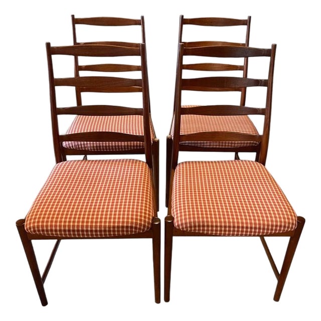 1960s Attributed to Torbjørn Afdal for Vamo Sonderborg Teak Ladder-Back Dining Chairs - Set of 4 For Sale