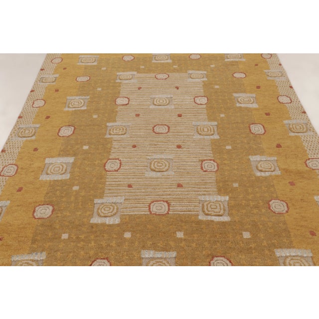 Rug & Kilim Contemporary Art Deco Style Geometric Gold Wool Rug, by Rug & Kilim, India For Sale - Image 4 of 10