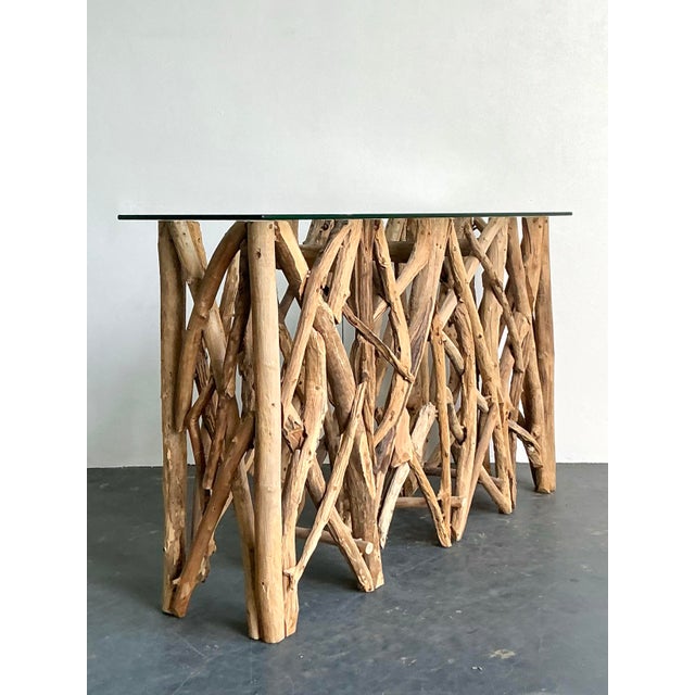 Late 20th Century Vintage Boho Twisted Branch Console Table For Sale - Image 5 of 10