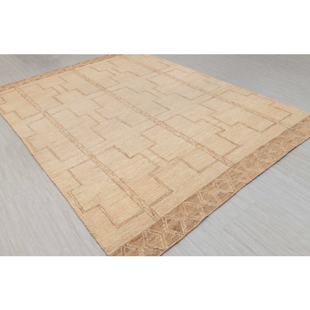 5x8Ft. Natural jute Beige Taureg Inspired Bohemian Soumek Jute Hand Woven Rug For Sale - Image 11 of 12