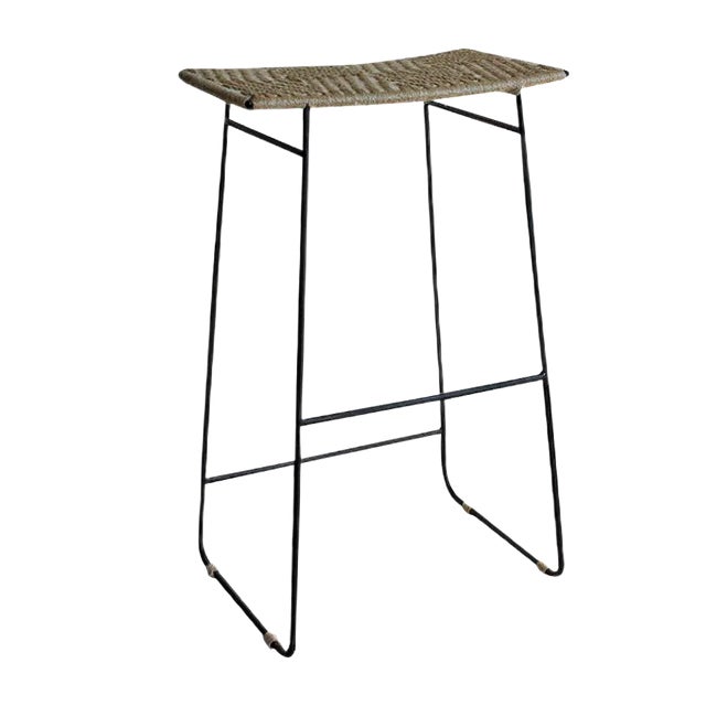 SHIBUI Stool with Iron legs & Agave Seat Stool by 2monos for 2monos Studio For Sale