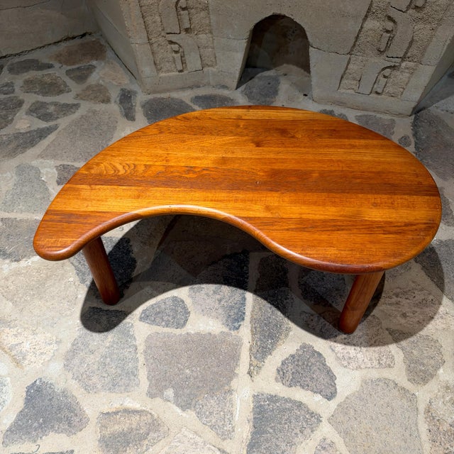 Solid Teak Wood Coffee or Side Table in a Kidney Shape Mid Century Modern For Sale - Image 4 of 16