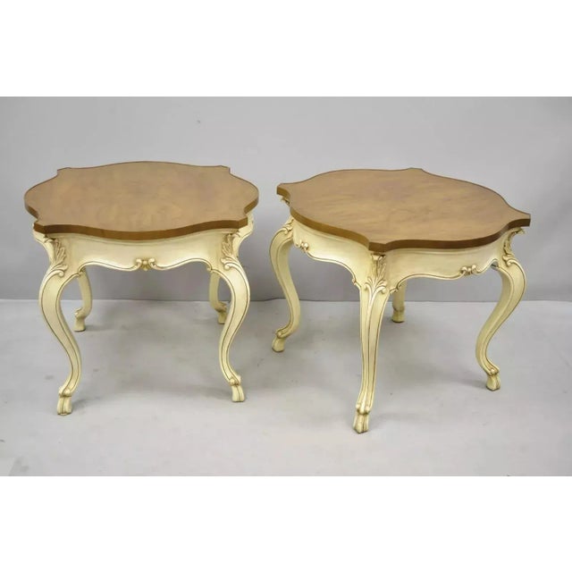 Karges French Louis XV Provincial Regency Style Walnut Top End Tables - a Pair For Sale - Image 10 of 10