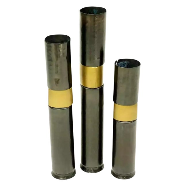 1970's Brutalist Thomas Ray Markusen Anodized Copper Candlesticks - Set of 3 For Sale