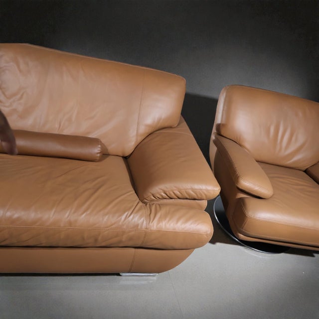 2020s Loom Sculptural Leather Sofa & Lounge Chair Set For Sale - Image 5 of 8