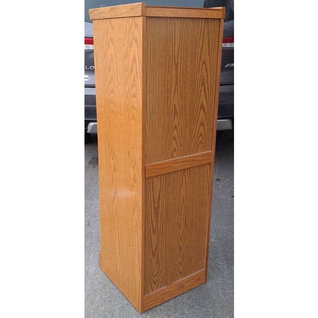 Late 20th Century Oak Four-Drawer Filing Cabinet For Sale - Image 4 of 11