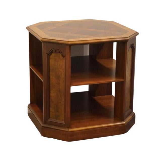 HERITAGE FURNITURE Traditional Style 26" Tiered Accent End Table w. Burled Walnut Accents 25" High 26" Wide 26" Deep We...