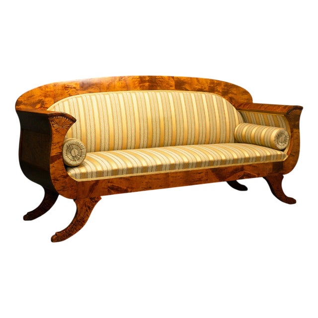 Biedermeier Style Sofa in Birch For Sale