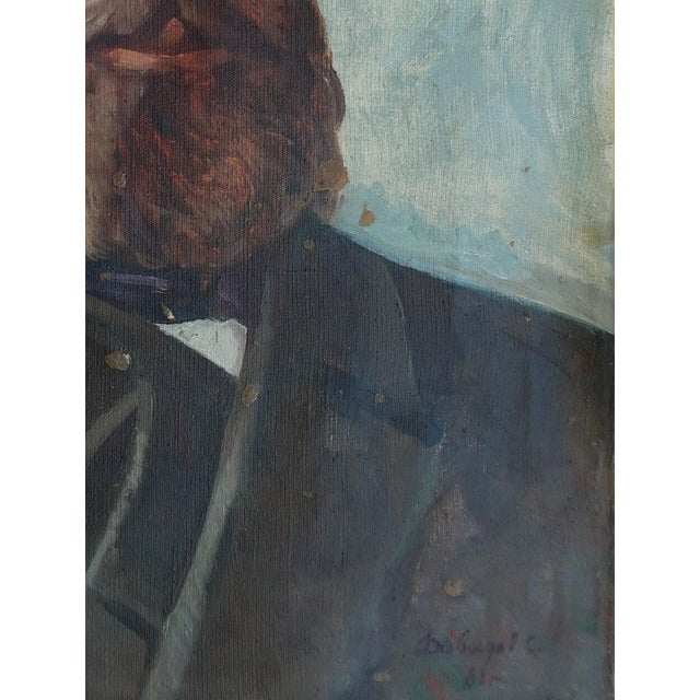 Antique Male Portrait Oil Painting, Ukrainian Soviet Art, 1981 80-60 For Sale - Image 6 of 6