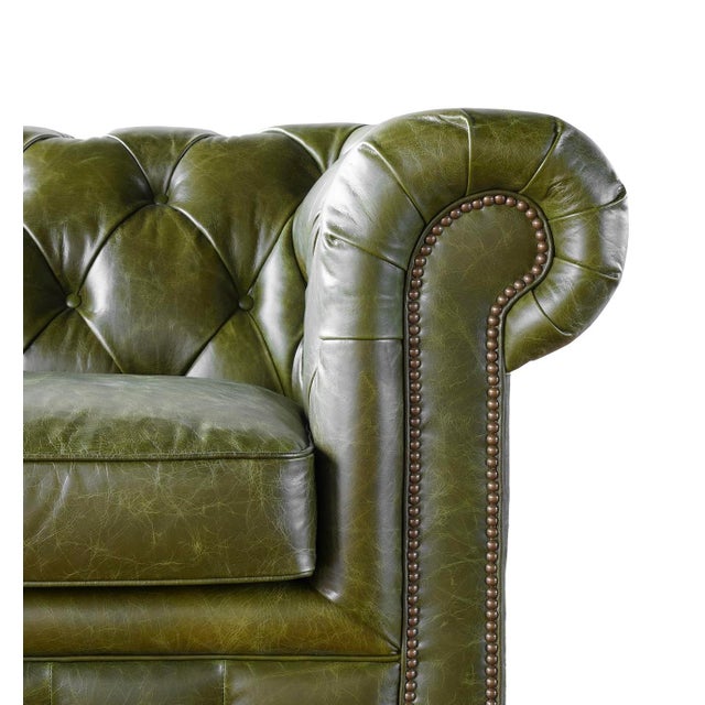 Matthew Izzo Home the Churchill Great Britain, Green Chesterfield Sofa 87” For Sale - Image 4 of 7