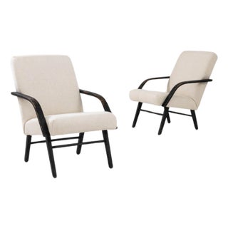 1960s Czechia Upholstered Armchairs - A Pair For Sale