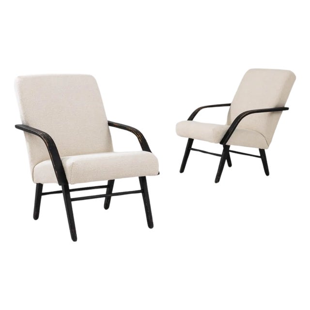 1960s Czechia Upholstered Armchairs - A Pair For Sale