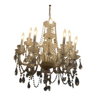 Vintage French Empire Style Crystal Chandelier With Glass Arms For Sale