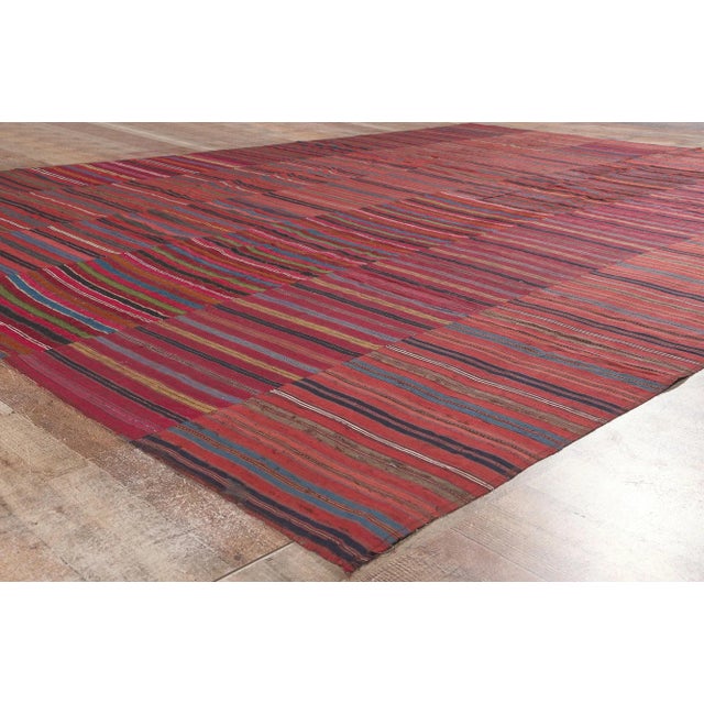 Textile Vintage Turkish Striped Kilim Rug - 08'06 X 11'07 For Sale - Image 7 of 10