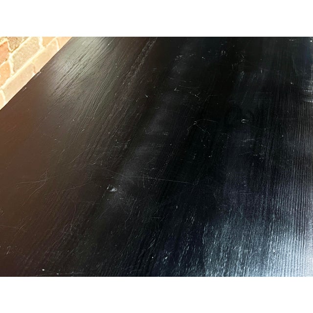 Mid 20th Century Vintage Black Lacquered Chinese Altar Console Table With Carved Scrollwork For Sale - Image 5 of 10