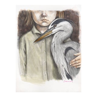 Don't Forget Each Other - Original Figurative Watercolor and Graphite Artwork on Paper For Sale