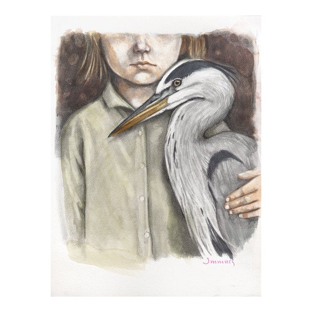 Don't Forget Each Other - Original Figurative Watercolor and Graphite Artwork on Paper For Sale