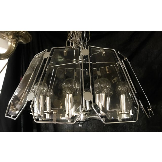 Mid 20th Century Smoked Glass and Chrome Chandelier in the Style of Fredrick Raymond For Sale - Image 10 of 13