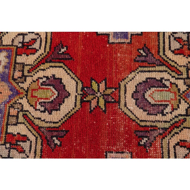 Red Vintage Turkish Handmade Red Wool Runner For Sale - Image 8 of 13