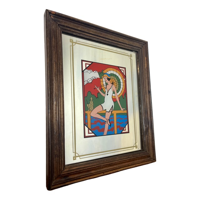 Art Deco Advertising Mirror, 1970s For Sale