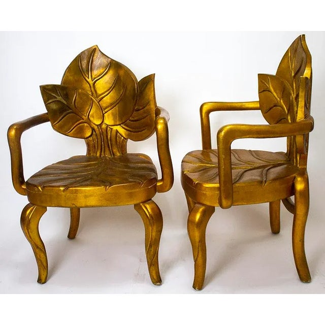 Fabulous pair of carved wooden shell arm chairs by coveted Italian designers Bartolozzi & Maioli with original patina....